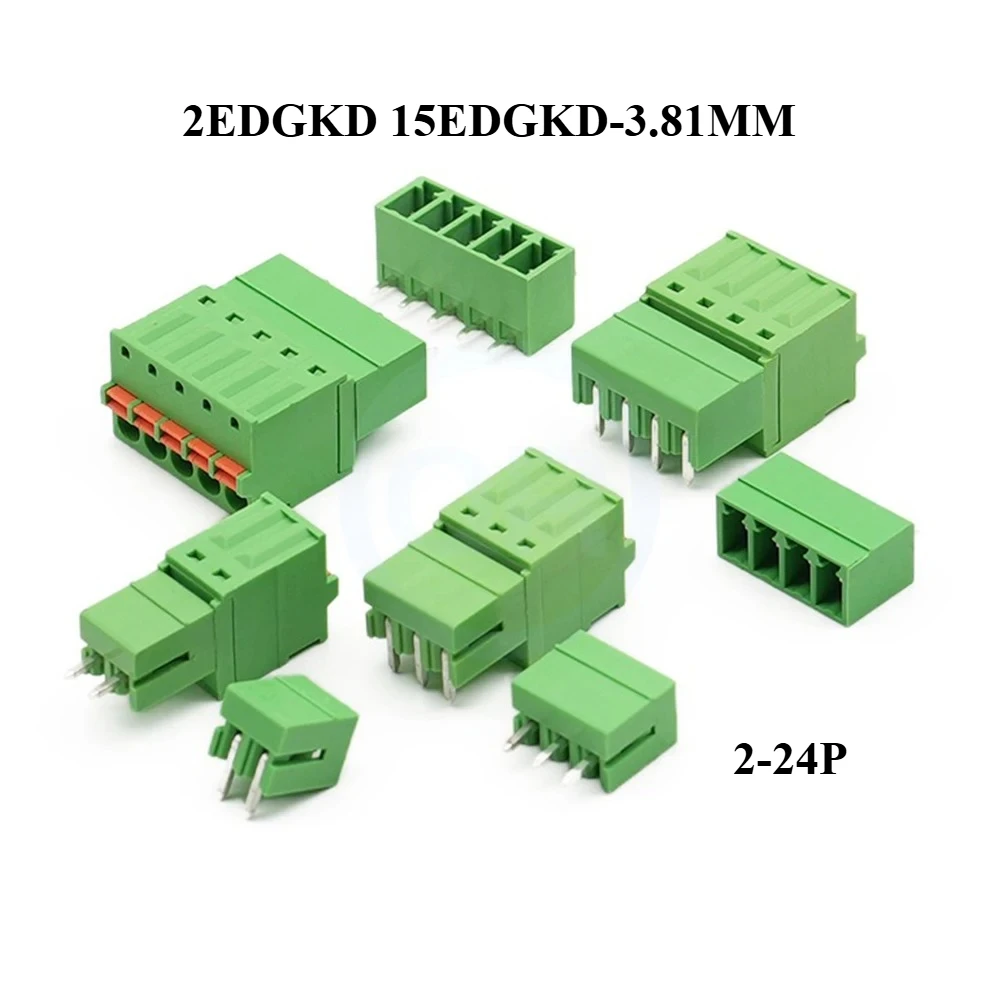 

5 комплектов 3,81 мм 2EDGKD + 2EDGVC/2EDGRC 15EDGKD + VC RC Plug-In PCB Пружинный пресс с прямым прямоугольным штыревым разъемом в комплекте 2-24P