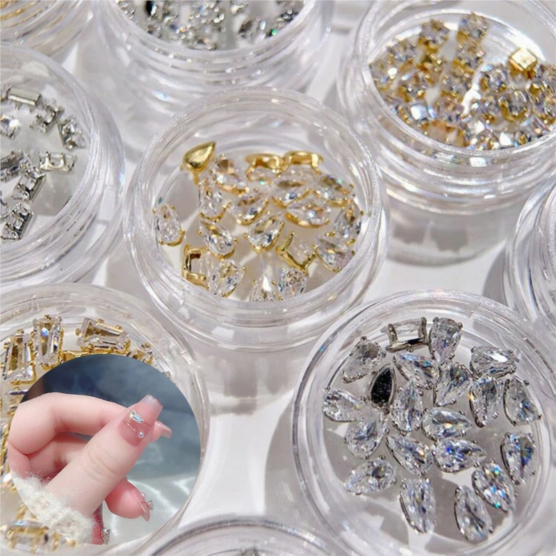 

50Pcs Aurora Rhinestones Crystals Stones Shiny Gems Nails Art Decorations AB Glass Flat-back Manicure Claw Zircon Nail Charms