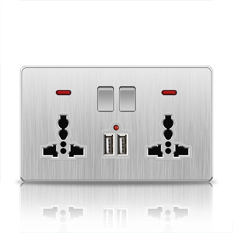 Настенный выключатель PSSRISE C85 стандарта EU UK RU, розетка для электрической розетки, выключатель света, серебристый матовый ПК, панель для телевизора, компьютера, розетка USB
