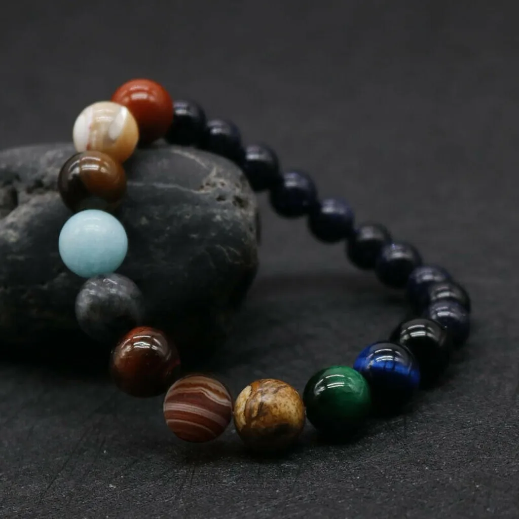 Unquie Solar System Eight Planet Themed Natural Stone Beaded Bracelet For Men Women Friend Gift Charm Strand Jewelry Natural L*5 images - 6