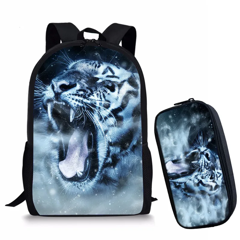 Классный рюкзак с принтом головы тигра для девочек 16 дюймов, ранцы для учеников средней школы, детские школьные портфели для книг
