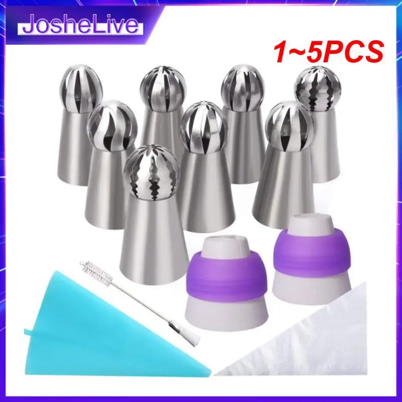 

1~5PCS Spherical Icing Piping Nozzle Russian Ball Pastry Tips Fondant Cupcake Sphere Shape Cream Baking Tip Tool Stainless Steel