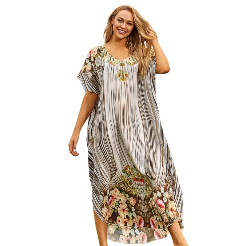 

New style Floral Print Beach Dress Women Bikinis Cover Up Sun Protection Beach Cover Ups