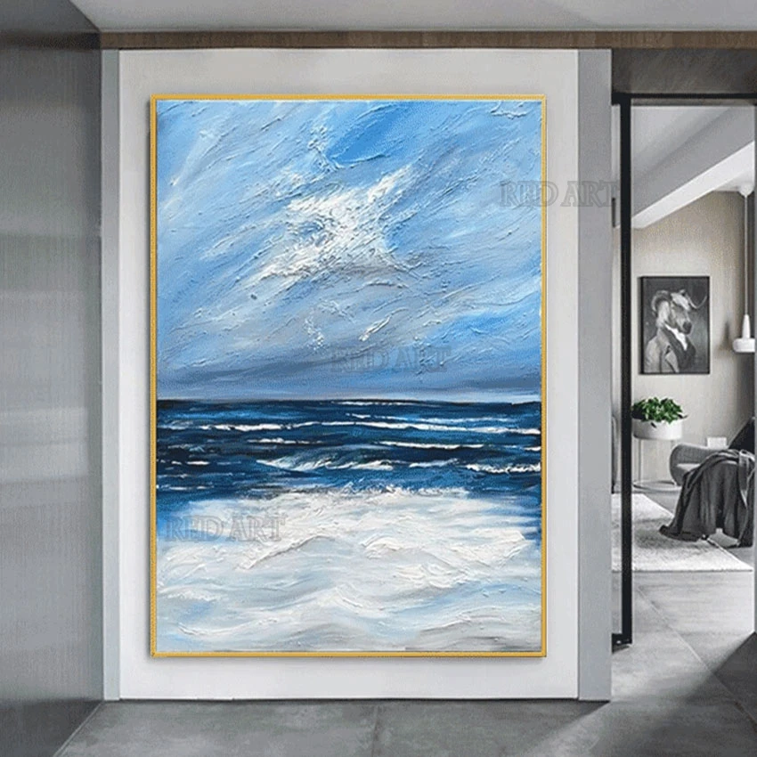 

Abstract Seascape Scenery Simple Knife Art Oil Painting Wall Picture On Canvas Nordic Style Unframed Murals Canvas Crafts