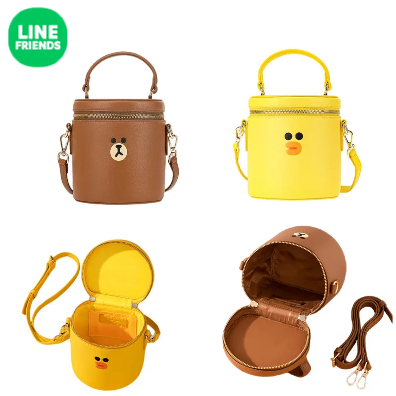 

Line Friends Brown Bear Bucket Bag Anime Sally Cartoon Large-Capacity Fashion Storage Shoulder Messenger Bag Girls Handbag Gifts