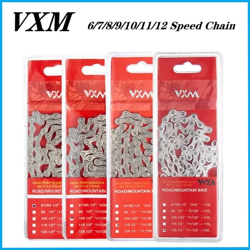 

VXM Bike Bicycle Chain 6 7 8 9 10 11 12 Speed Velocidade Electroplated Silver Chain Mountain Road Bike MTB Chains Part 116 Links