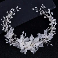 Bride hand-woven crystal headband flower pearl wedding head jewelry