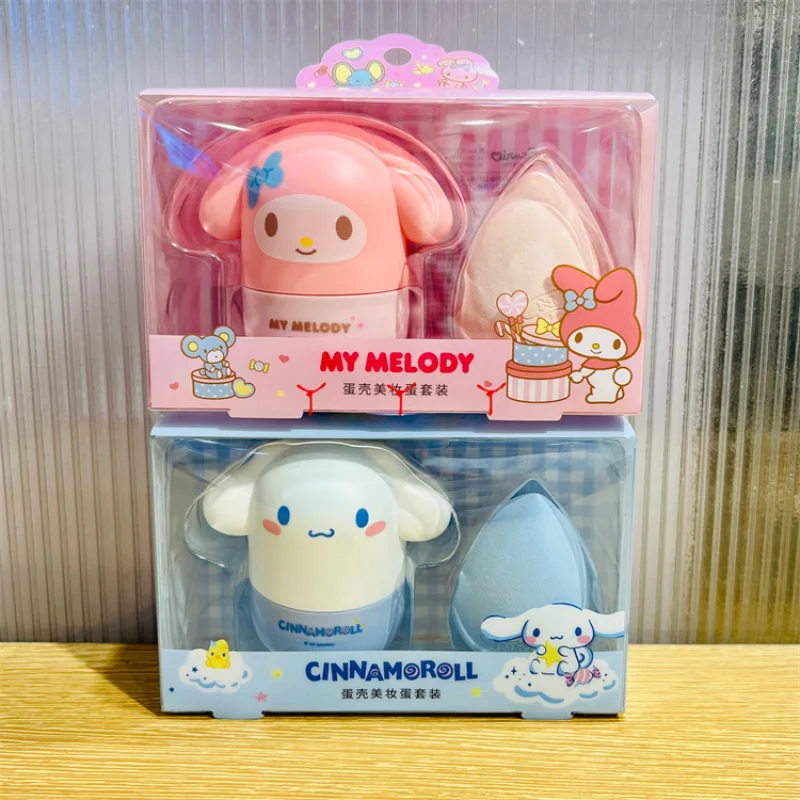 

Sanrio Kawaii Cartoon CinnamorollMy Melody Skin-friendly Soft Wet and Dry Travel Portable Eggshell Powder Puff Makeup Egg Set