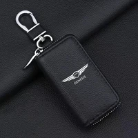 for hyundai genesis l110 g80 gv80 leather zipper car key cover storage case shell wallet keychain protector car accessories