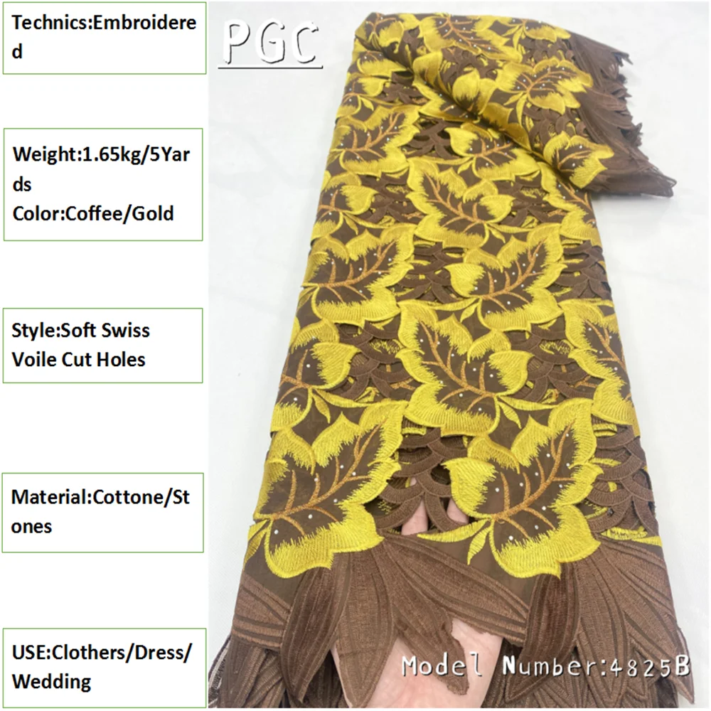 

PGC 2022 Latest African Swiss Lace Fabric Swiss Voile Lace In Switzerland Pure Cotton Lace White Lace Fabric For Dress 4825B