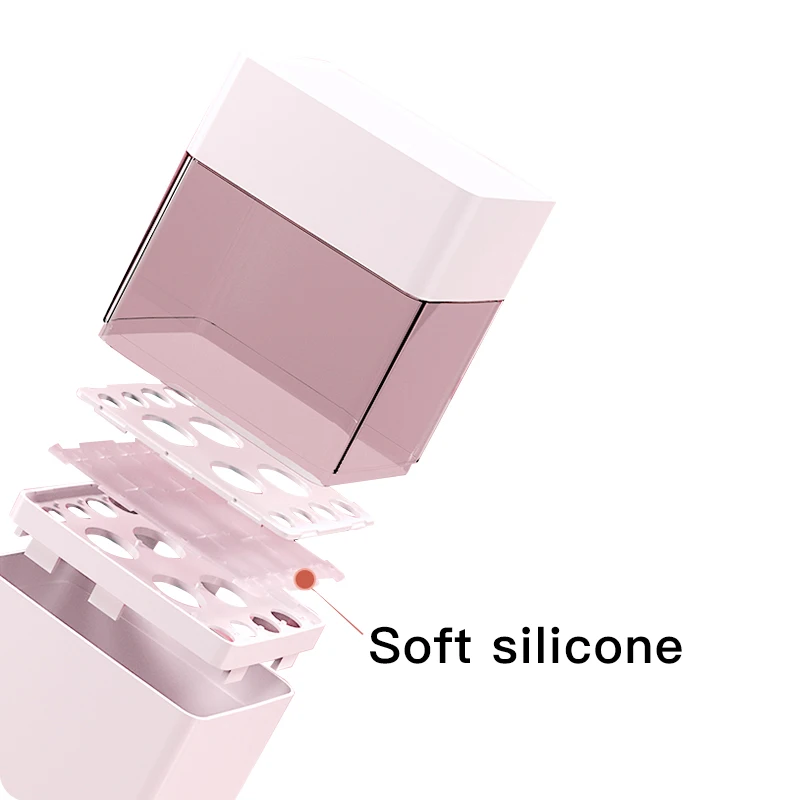 Women Makeup organizer Box 12 Silicone Holes for Clamping Pen Transparent Make up Brush Holder Cosmetic Storage Container |