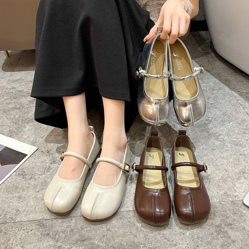 Женские Туфли Мэри Джейн туфли с круглым носком на плоской подошве в стиле ретро