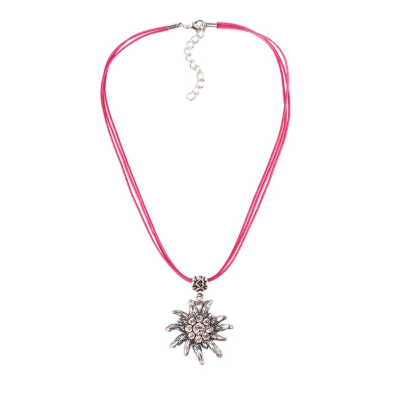

E0BF Elegant Flower Pendant Necklace Fashion Accessory Edelweiss Pendant Necklace
