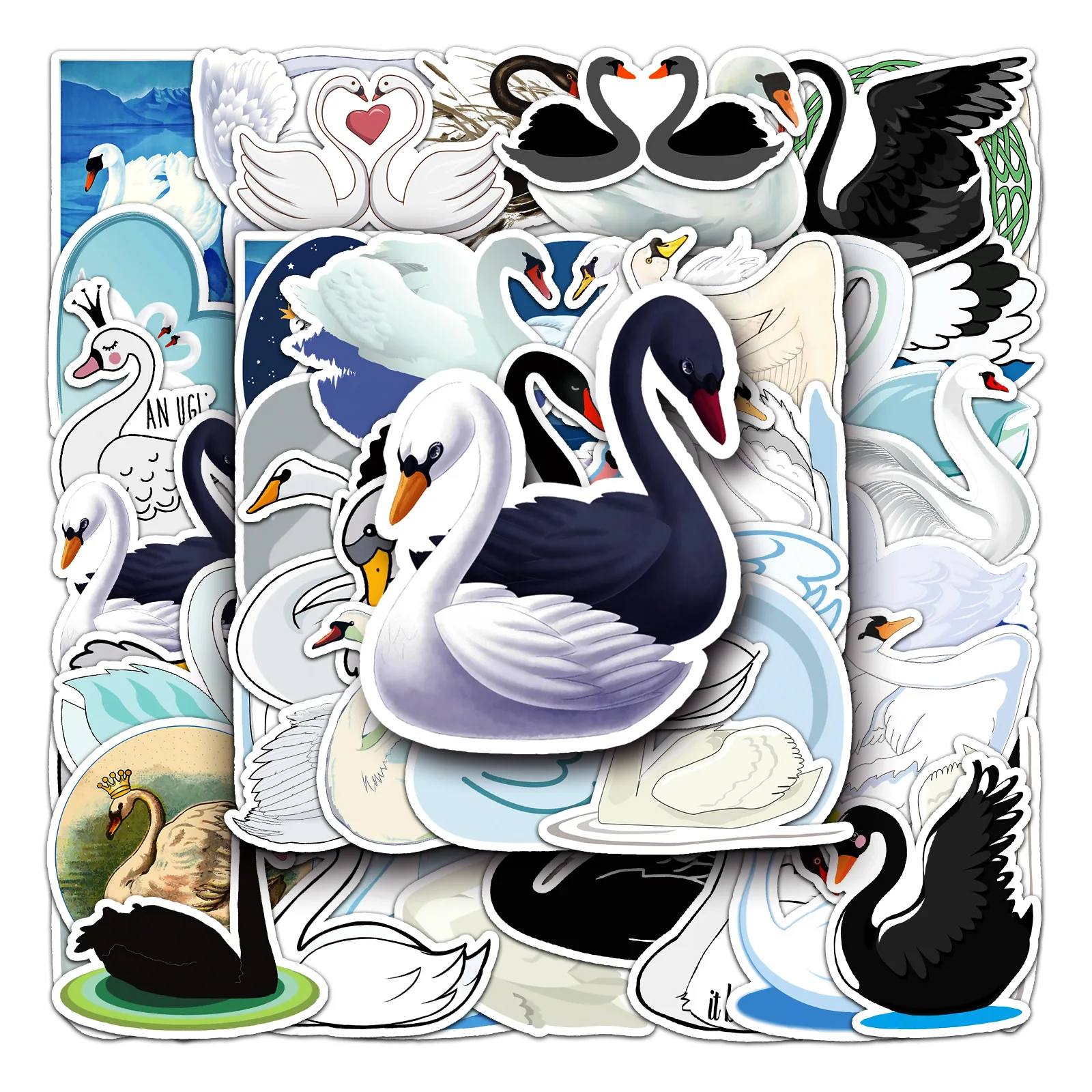 

10/30/50PCS Popular Cute Swan Sticker Pack Skateboard Guitar Decoration DIY Laptop New Cartoon Waterproof PVC Graffiti Wholesale