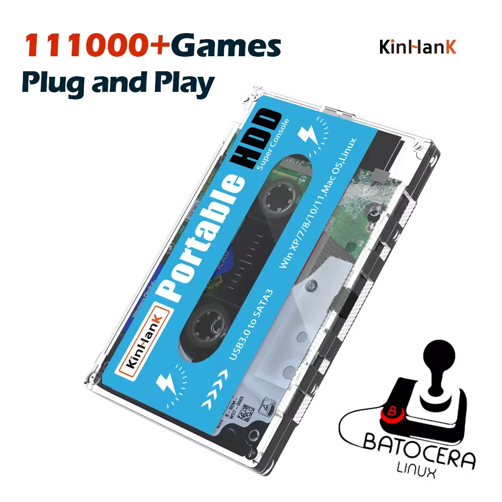

Kinhank 500G HDD With 111000 Retro Games For PS3/PS2/PSP/SEGA SATURN/Wii/Wiiu Portable External Hard Drive Disk for Windows/Mac