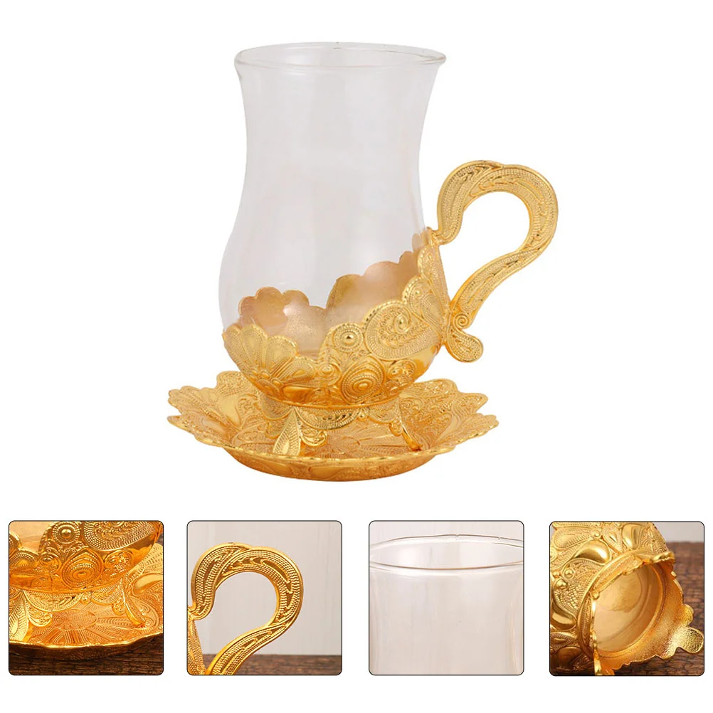 

Cup Tea Saucer Set Coffee Footed Turkish Cups Afternoonglass Decorative Water