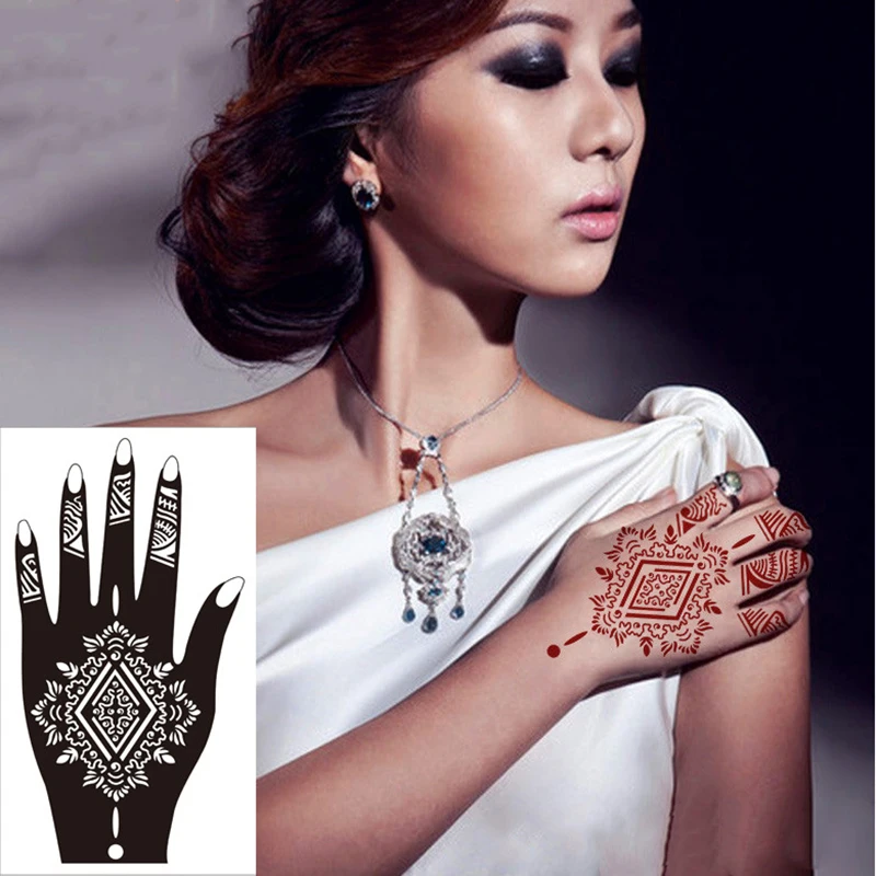 

Temporary Tattoo Template 1 Pair Hand Painted Reusable Waterproof Sweatproof Hand Tattoo Cutout Pattern Tattoo Template