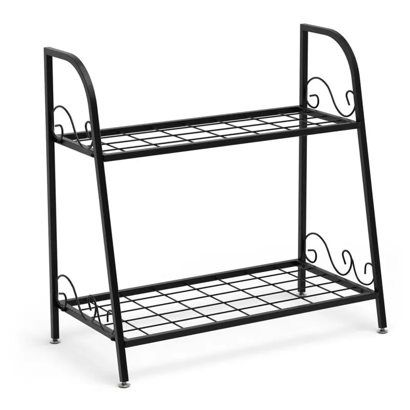 

2023 NEW 2-tier Flower Pot Holder Display Rack Metal Plant Stand Shelf Shoe Organizer