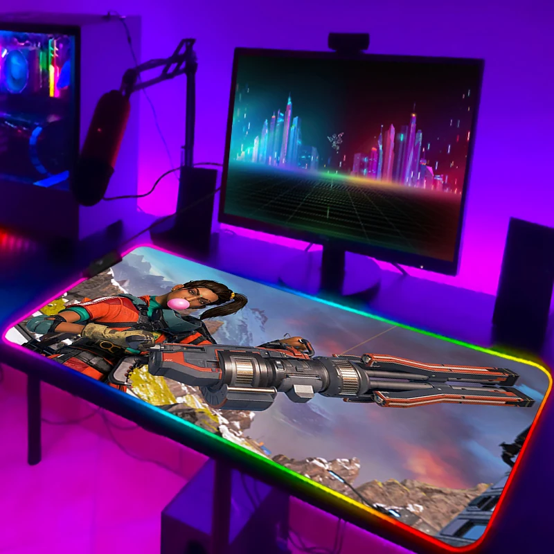 Фото Игровой коврик для мыши RGB Apex Legends, настольная защита, аксессуары для аниме, коврик с подсветкой, Игровая клавиатура, Настольный коврик для компьютерного стола, коврик для мыши, ПК №2