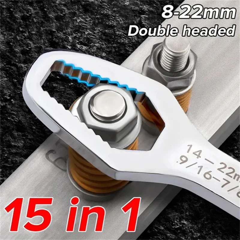 

Wrench Multifunctional Wrench 8-22mm Universal Double-head Torx Wrench Self-tightening Adjustable Glasses Wrench Board Hand Tool