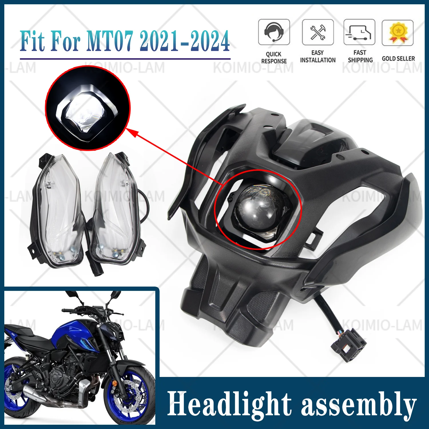 Фото Подходит для YAMAHA MT 07 2021-2024 мотоциклетная фара в сборе, пластиковый обтекатель MT-07 MT07 FZ07 2022 2023 №1