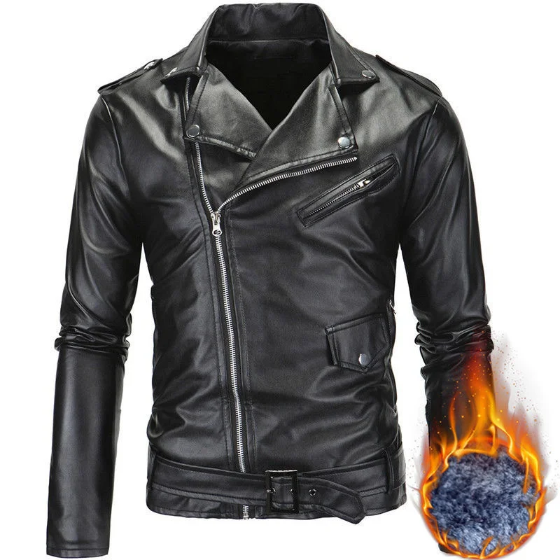 

NEW Men Slim White Leather Jackets Oblique Zipper Motorcycle Jackets New Men Outwear Moto Biker Leather Coats Size 4XL