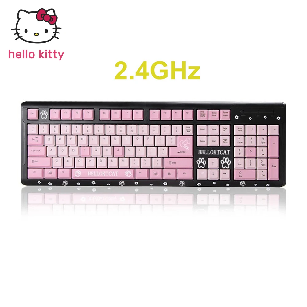 

Hello Kitty 2.4ghz Wireless Laptop Desktop Keyboard Computer Slim Cartoon cute pink Wireless KT Cat keyboard Girl