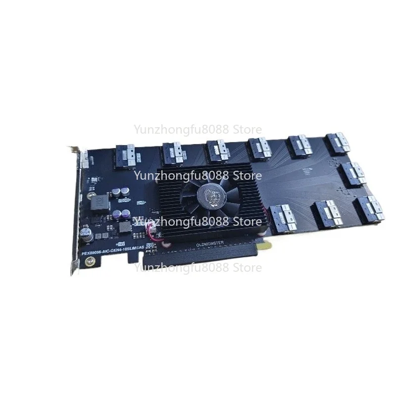 Фото Карта расширения PCIe 4.0 с 10 портами SFF-8654 8i U.2 NVMe для графических карт AI №2
