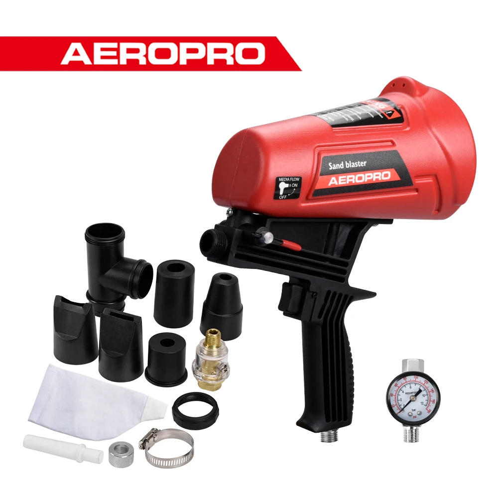 

AEROPRO Air Sand Blaster Gun Kit Пистолет-распылитель Ручной пневматический пескоструйный пистолет для удаления краски, средство для удаления ржавчины с металла