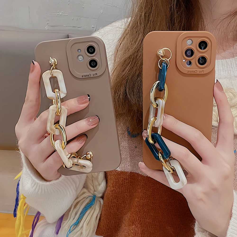 Роскошный Мраморный чехол на запястье однотонный мягкий для iPhone 13 12 11 Pro Max XS XR X 8 7