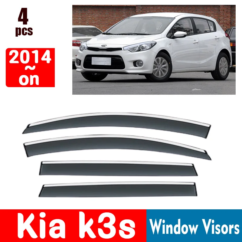 FOR KIA k3s 2014-on Window Visors Rain Guard Windows Rain Cover Deflector Awning Shield Vent Guard Shade Cover Trim