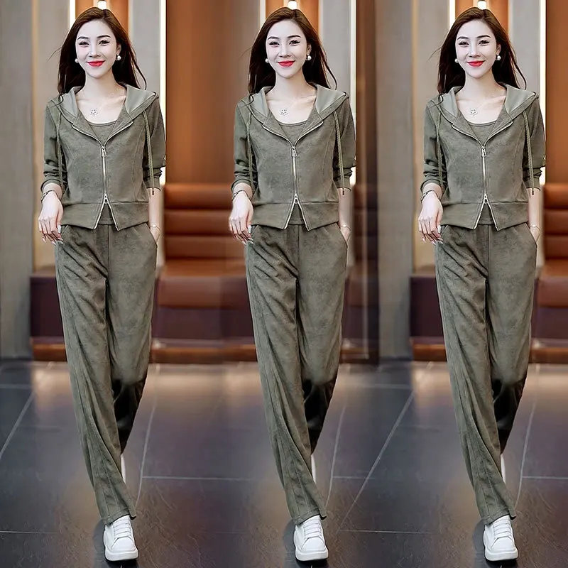 Повседневный спортивный костюм женская осенняя толстовка с капюшоном свитер