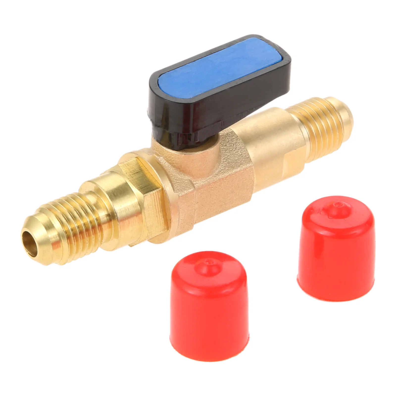 Refrigerant Ball Valve Adapter 1/4" SAE Adapter Air Conditioner Straight Shut-Off Valve for HVAC A/C Fit for R134A R22 R12 R410A