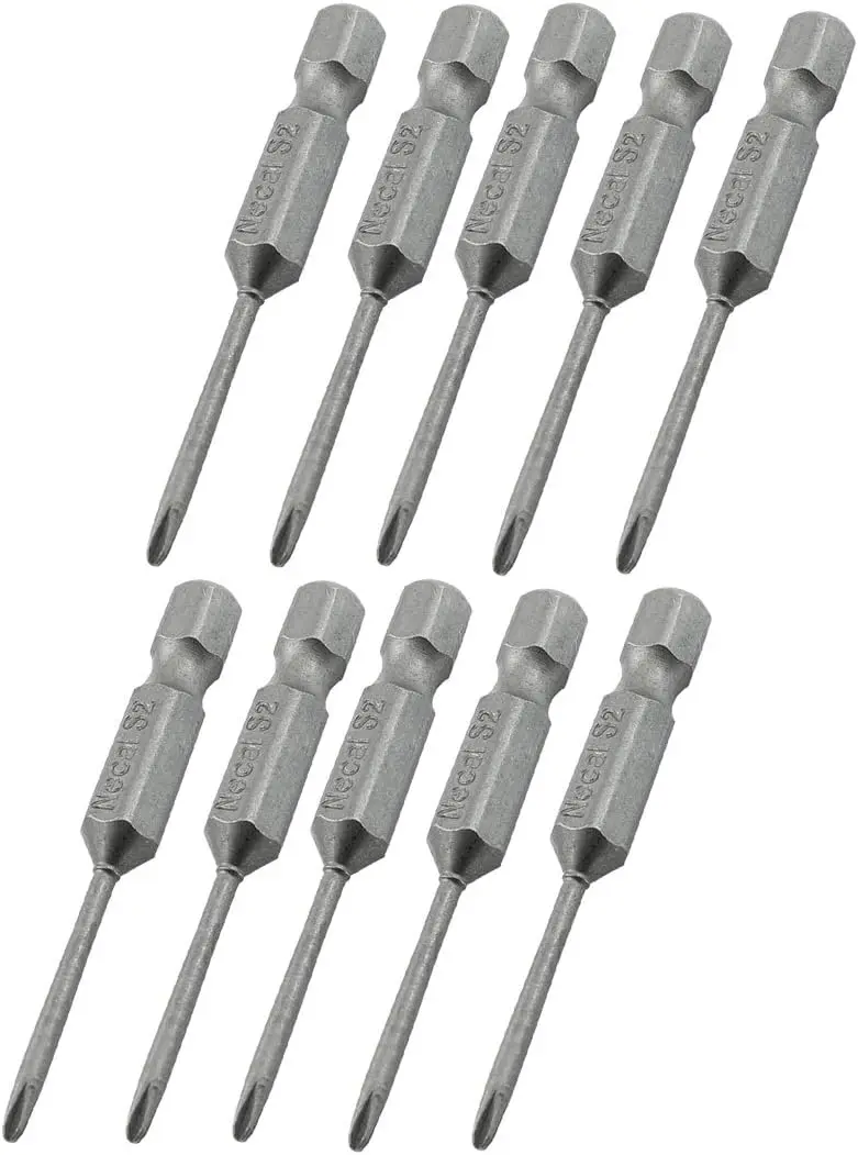 

a12091100ux0262 10Pcs 1/4" Hex 50mm Length 2mm Phillips PH00 Magnetic Screwdriver Bits (Pack of 10)