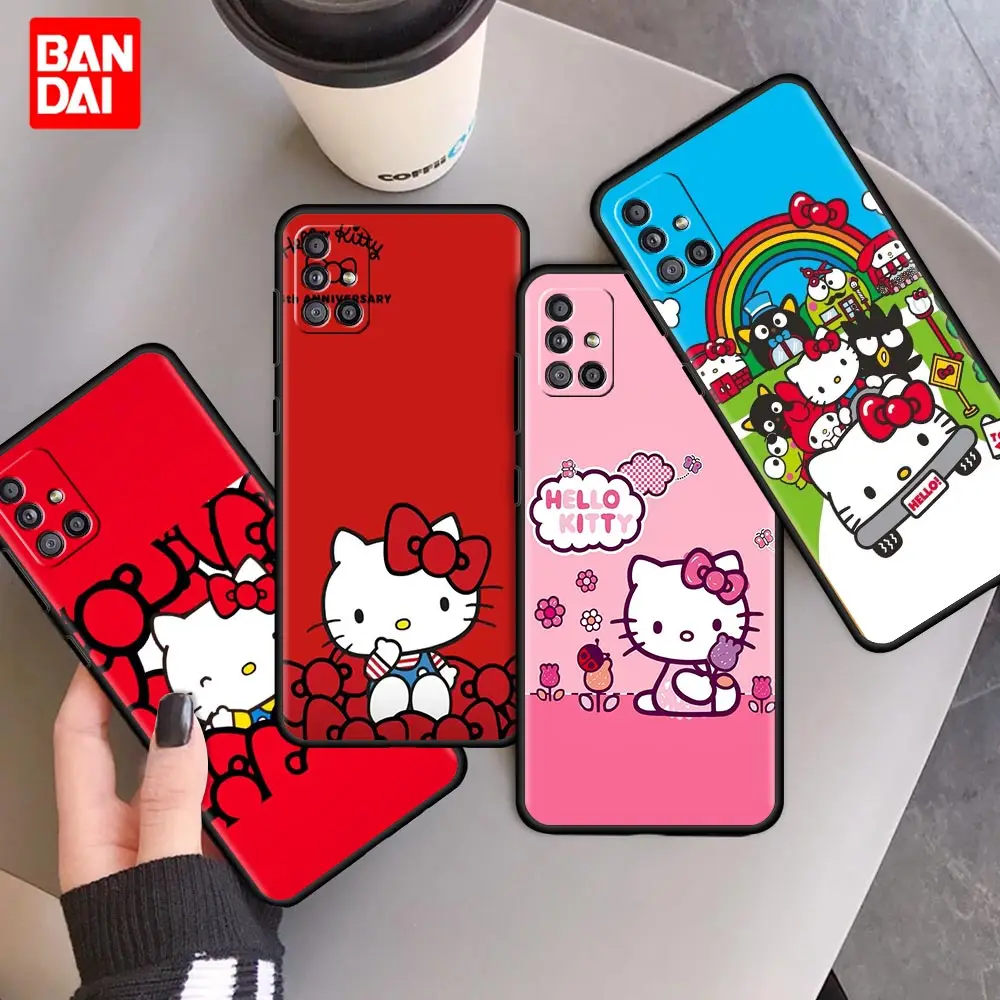 

Cover Case for Samsung Galaxy A12 A51 A21s A02 A02s A22 A32 A52 A72 4G 5G Shell Bag Soft Luxury Cartoon Hello Kitty Cat Anime