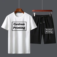 custom printing mens summer suit cotton t shirt and pants casual short sleeve sportswear vip exclusive customized products