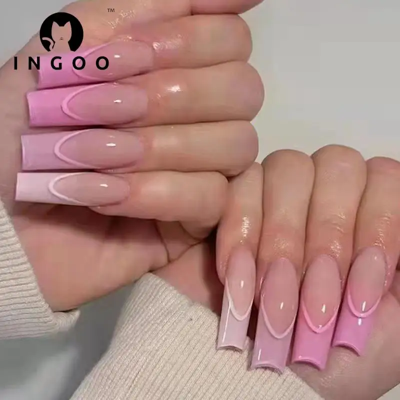 

24 шт., съемные накладные ногти для французского маникюра