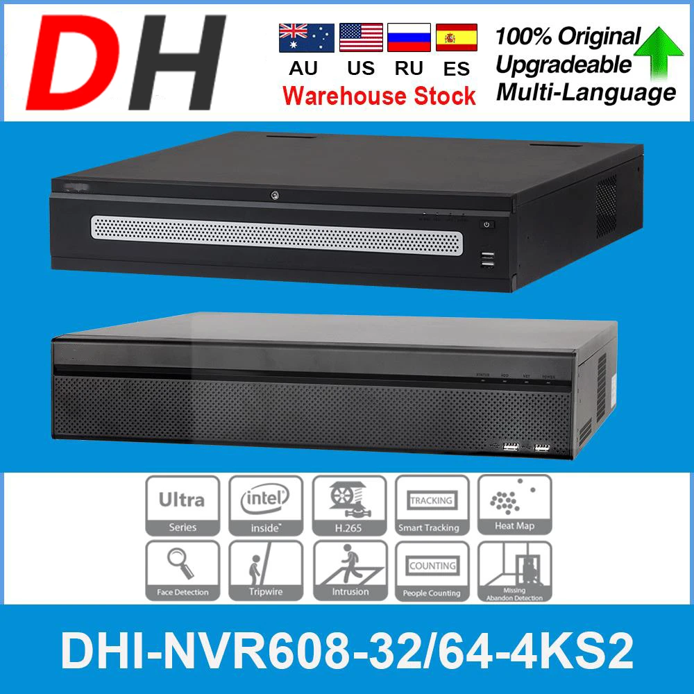 

DH оригинальный Ultra NVR NVR608-32-4KS2 32/64 CH H.265 Max 384 Мбит/с разрешение 12 МП многоэкранный смарт-трекинг