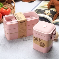 600ml soup box 900ml 3 layers lunch box bento food container eco friendly wheat straw material microwavable dinnerware lunchbox
