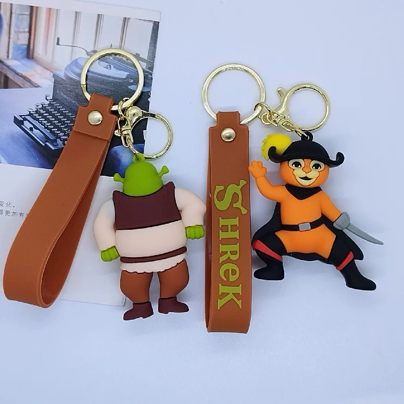 

Shrek Silicone Keychain Schoolbag Pendant Halloween Toy Costume Props Car Key Chain Pendant Keyrings Creative Decoration Gift