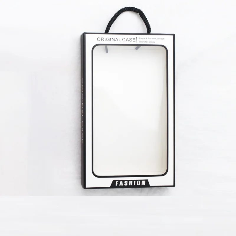

50PCS White/Black/Pink Paper Box PVC Window for Mobile Phone Case iPhone 14 12pro Max Phone Case Packaging Box With Hanging Rope