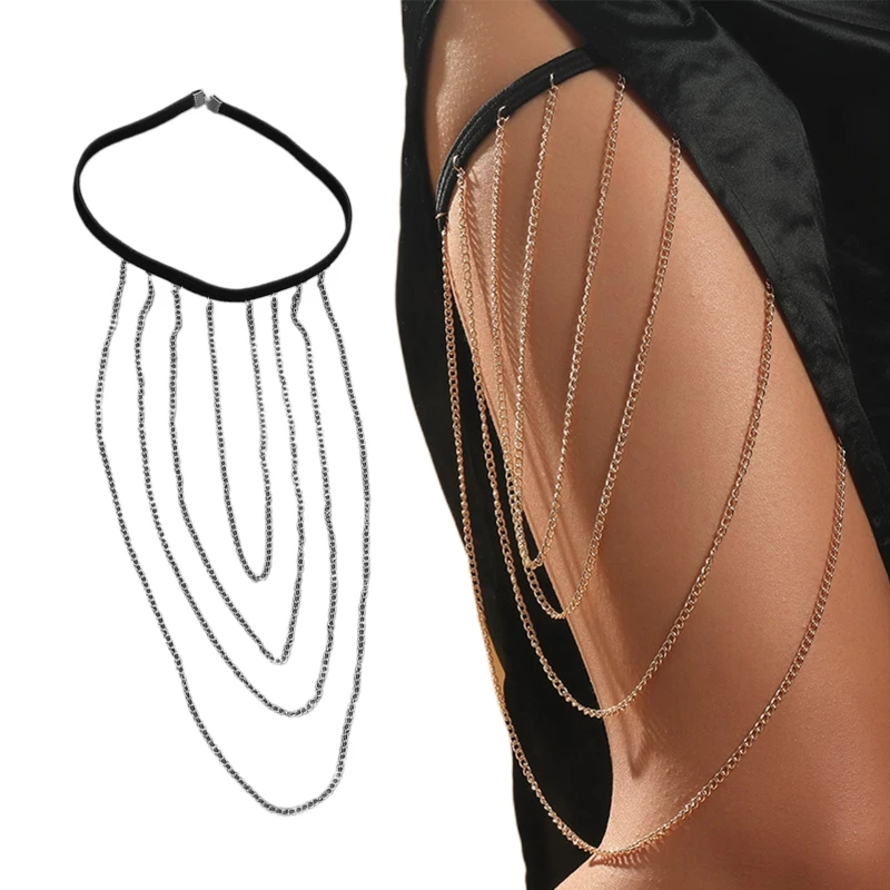 

Готический пояс-цепочка для ног с длинной кисточкой, украшение для вечевечерние на бедро для девочки DXAA