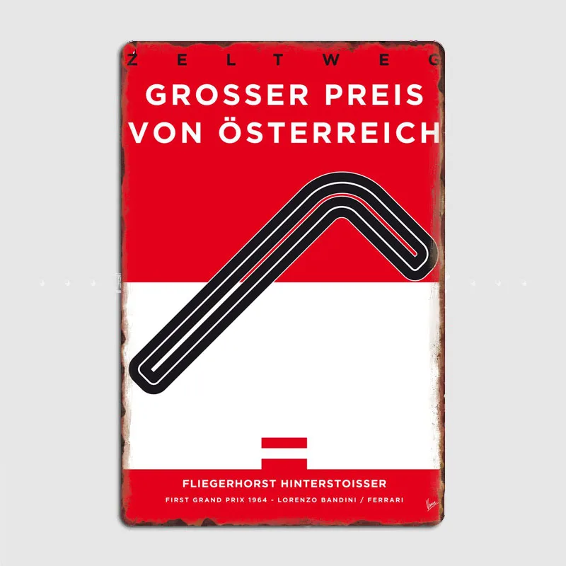 F1 Racing 1954 дорожка Zeltweg процесс opg Von Panger Retro Металлическая вывеска Плакат Гараж