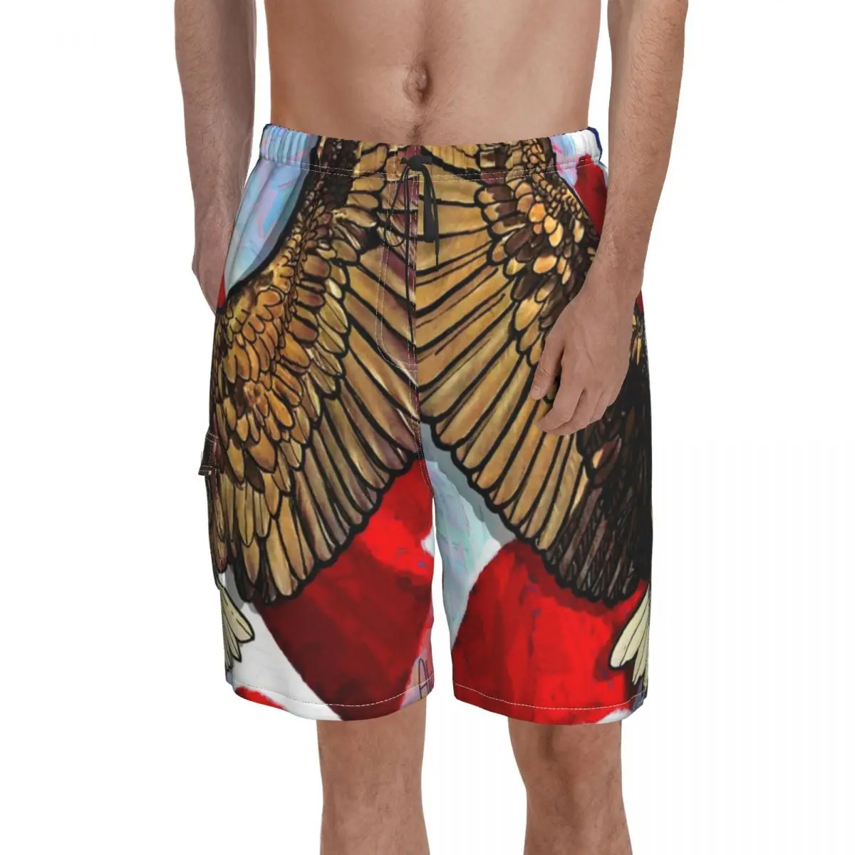 

American Flag Board Shorts Country Symbol Beach Shorts Hot Men's Funny Print Swim Trunks Plus Size