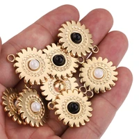 5pcs sun flower stainless steel pearl charm pendants connectors for diy earrings jewelry making supplies wholesale items