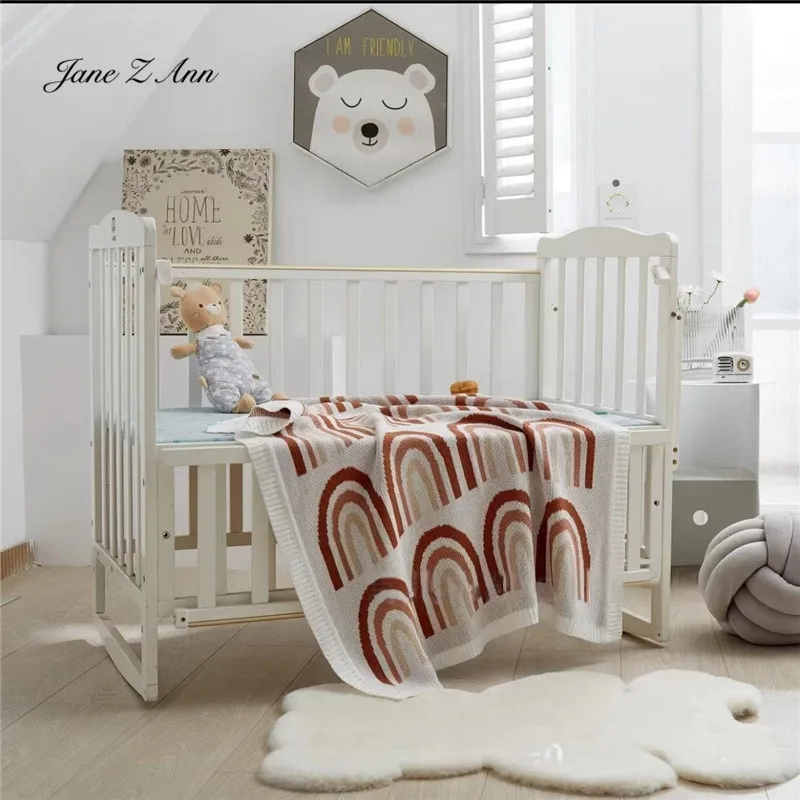 

Baby Rainbow Knitted Blanket Nordic Light Luxury Swaddling Blanket Newborn photography props 80x100cm
