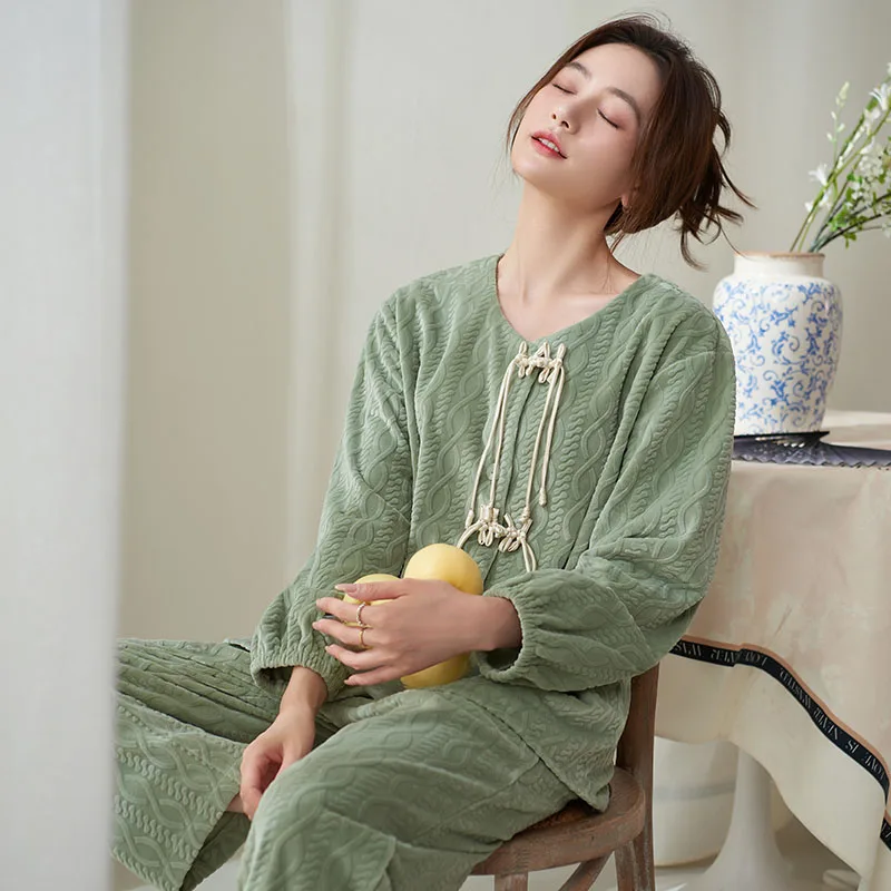 Женский пижамный комплект MENGLAIQIAN коралловый флис