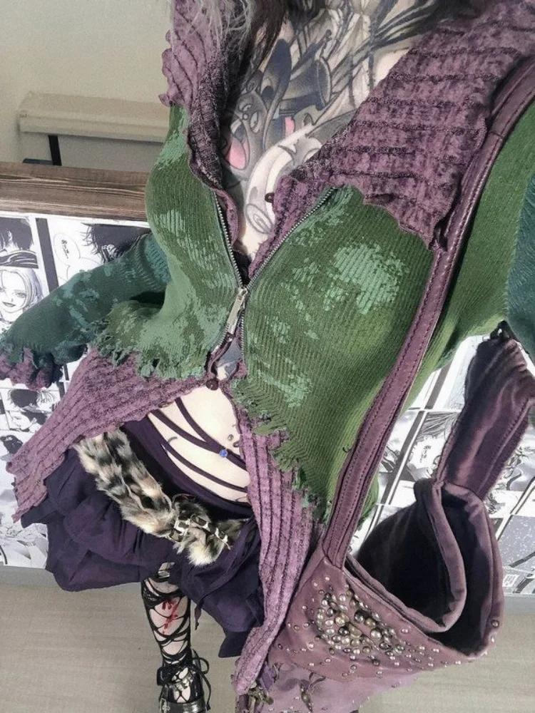 Свитер с высоким воротником и винтажным уличным принтом Y2k облегающие вязаные