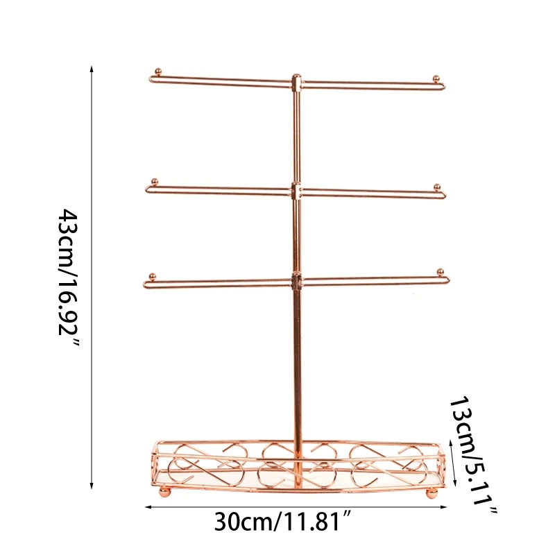 

Detachable 3 Tier Rose Gold Display Stand Watches Bracelet Necklace Earring Ring Jewelry Storage Stand for Anniversaries