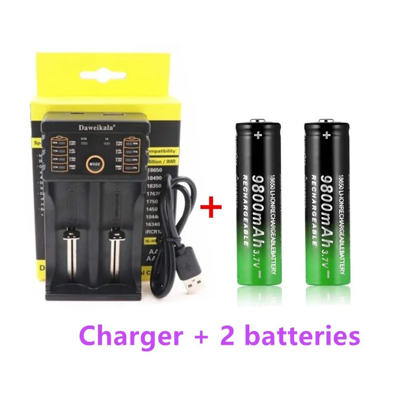 

18650Battery+Charger+Free Shipping Battery 18650 3.7V 9800 MAh Rechargeable Can Be Used for Clocks, Toys, Flashlights